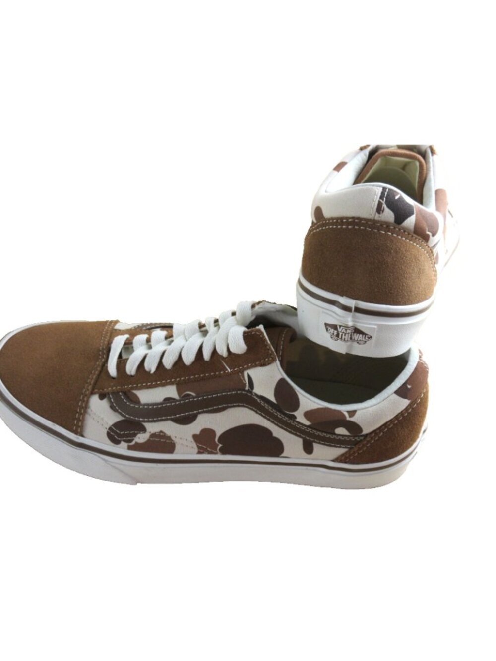 Vans Women's Old Skool Duck Camo Brown White Canvas Suede shoes Size 9 NEW - Picture 6 of 7